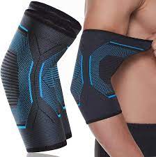 ACTIVE BLUE ELBOW W. GEL PADS (LYCRA, BLUE & BLACK)